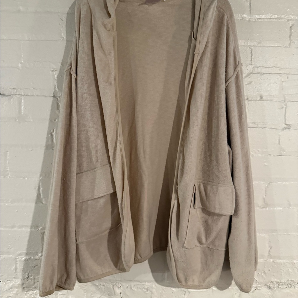 Urban Outfitters Cozy Beige Hooded Cardigan